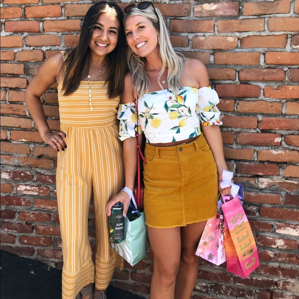 Striped yellow jumpsuit